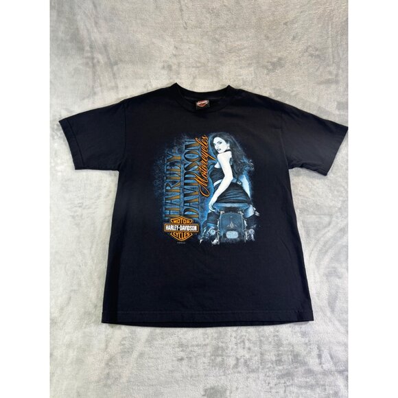 Harley Davidson Shirt Men's Medium black t-shirt Waterkotte Mt. Vernon Illinois - Picture 1 of 11